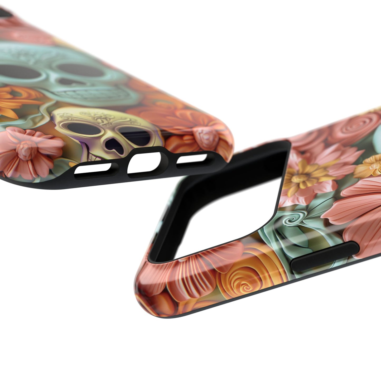 Cute Sugar Skull & Flowers Design iPhone Case