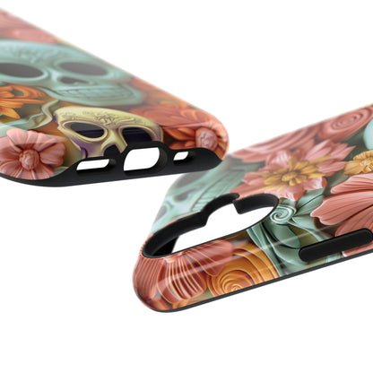 Cute Sugar Skull & Flowers Design iPhone Case