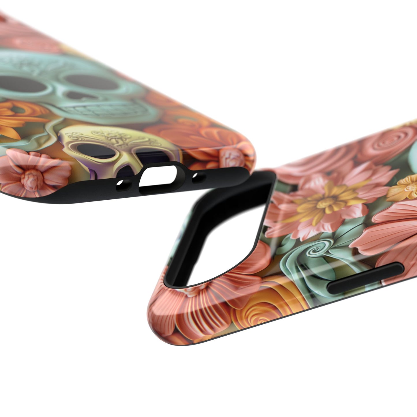 Cute Sugar Skull & Flowers Design iPhone Case