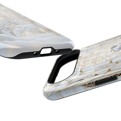 Snow Leopard in Winter Forest Design 1 iPhone Case