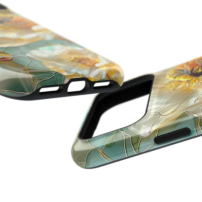 Bees on Flower Stained Glass Design iPhone Case