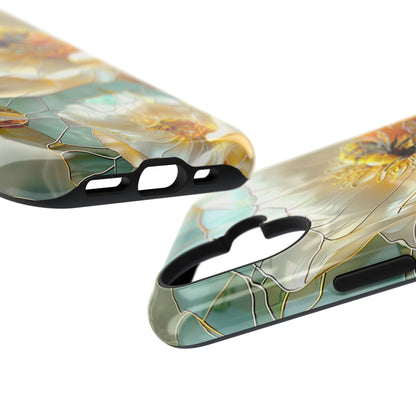 Bees on Flower Stained Glass Design iPhone Case
