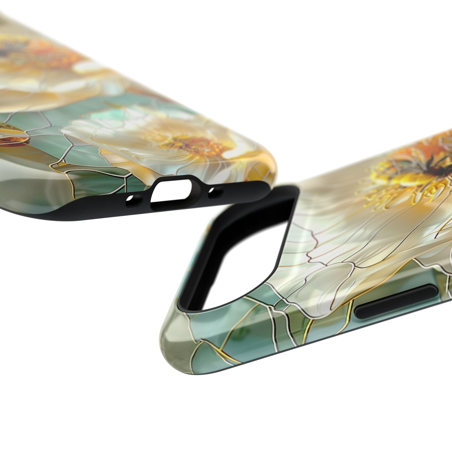 Bees on Flower Stained Glass Design iPhone Case