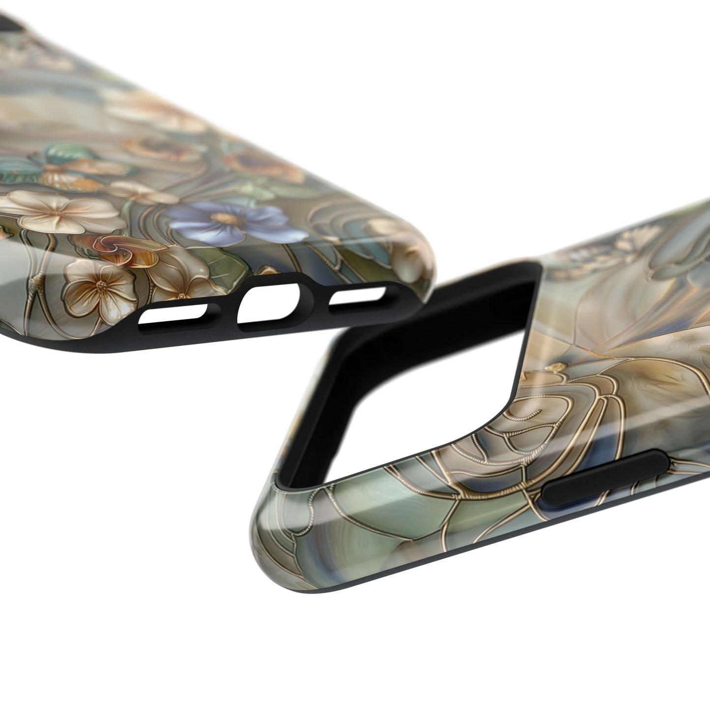Floral Butterflies Stained Glass Design iPhone Case