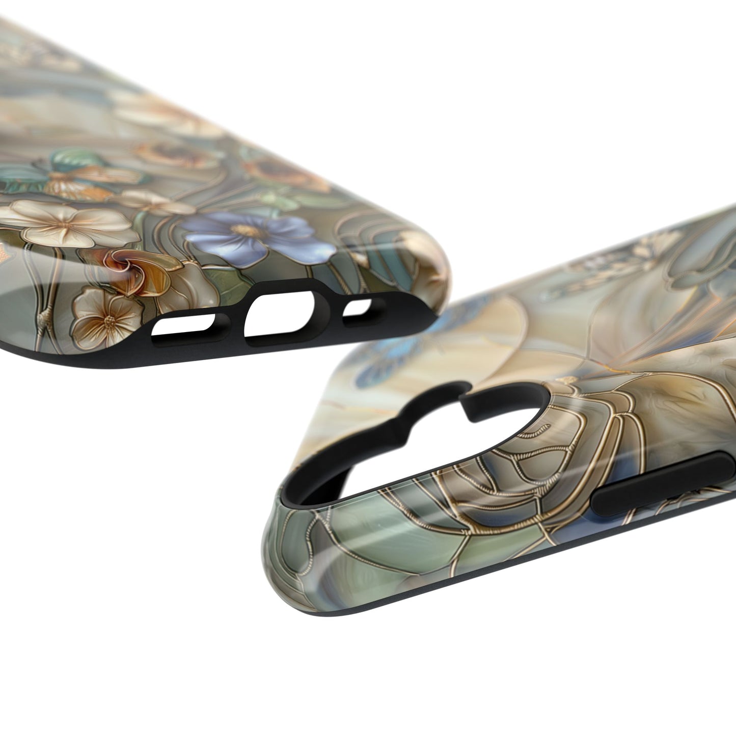 Floral Butterflies Stained Glass Design iPhone Case