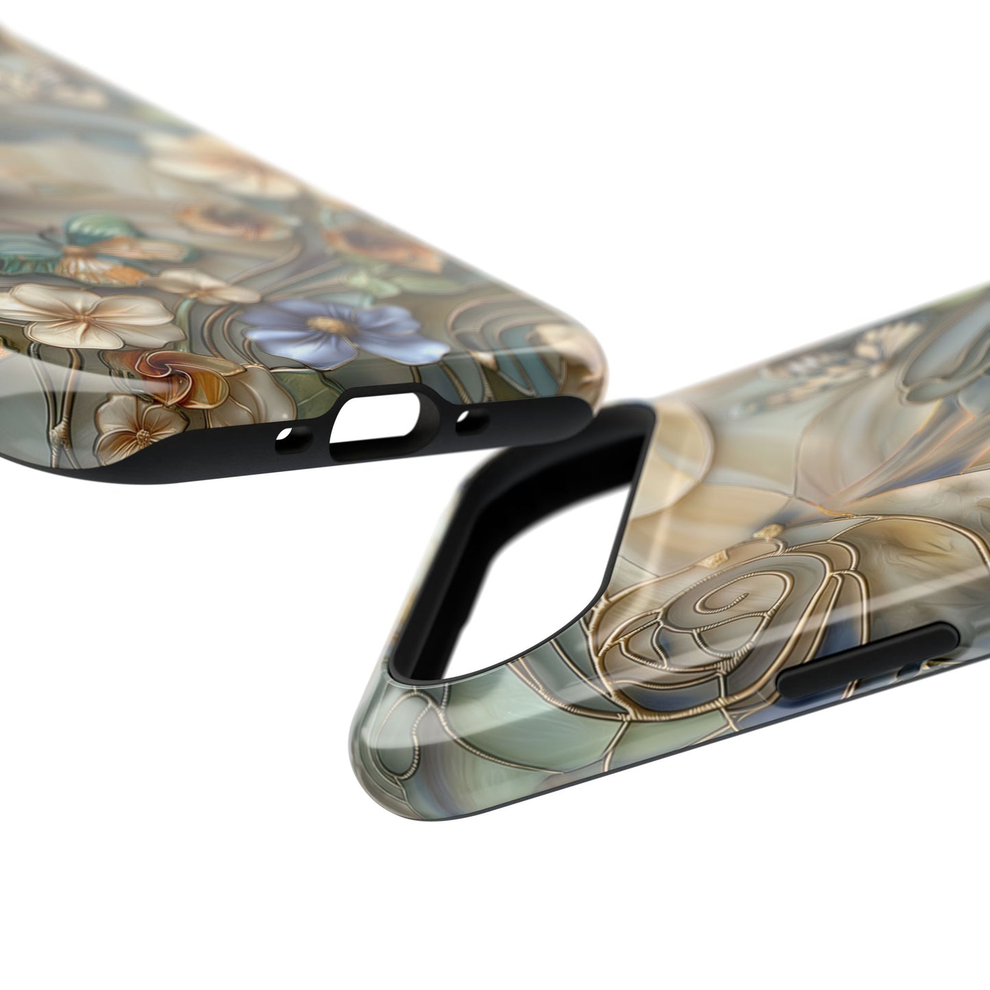 Floral Butterflies Stained Glass Design iPhone Case
