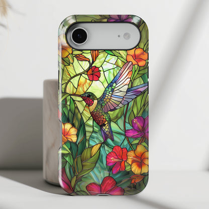 Colourful Hummingbird Stained Glass Design iPhone Case