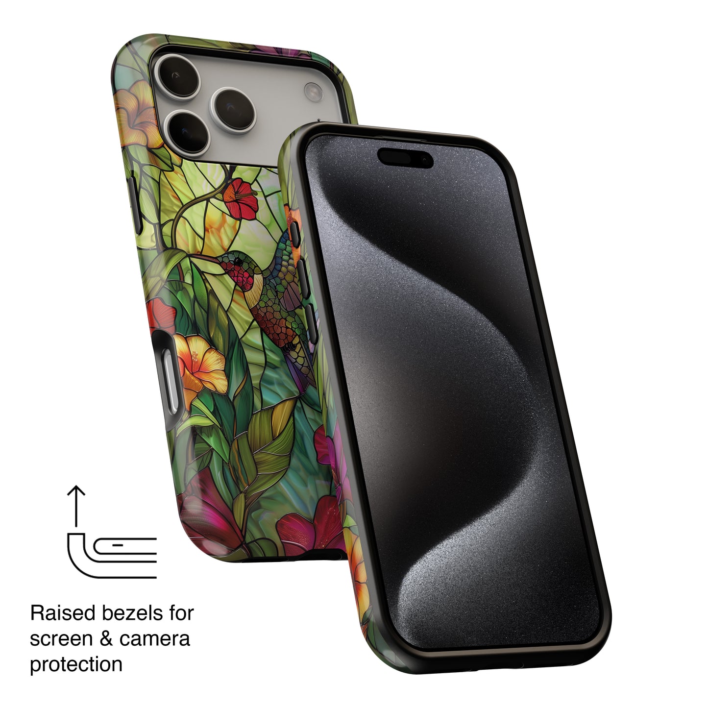 Colourful Hummingbird Stained Glass Design iPhone Case