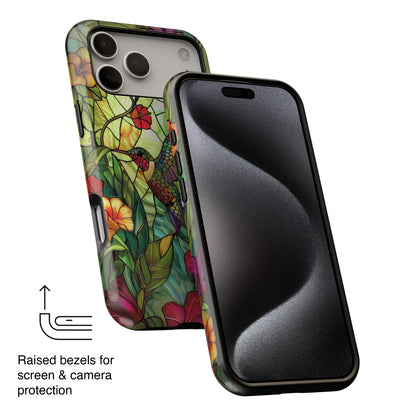 Colourful Hummingbird Stained Glass Design iPhone Case