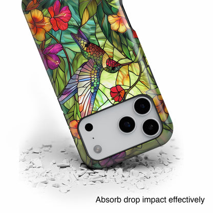 Colourful Hummingbird Stained Glass Design iPhone Case