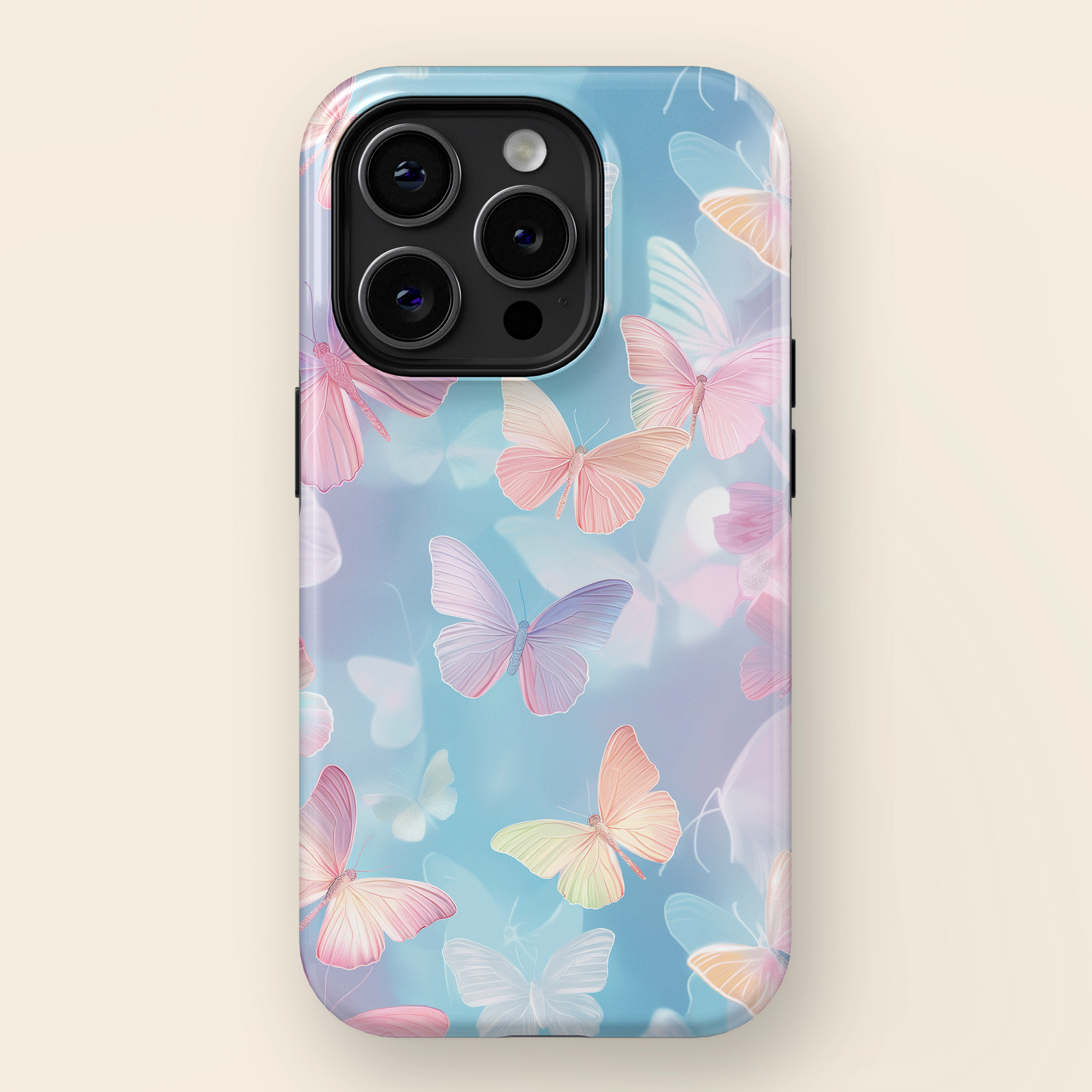 Colorful Pastel Color Butterflies Design iPhone Case