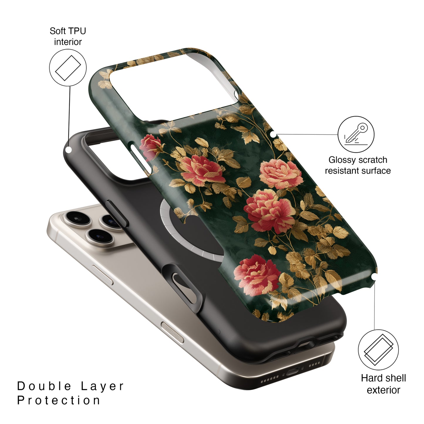 Crimson Bloom Design iPhone Case