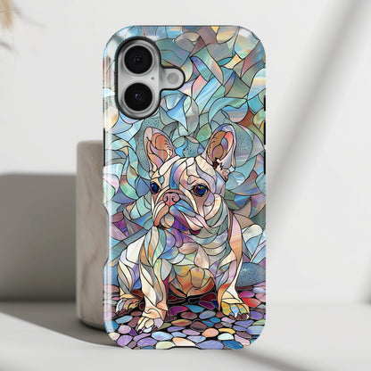 Cute French Bulldog Stained Glass Design iPhone Case