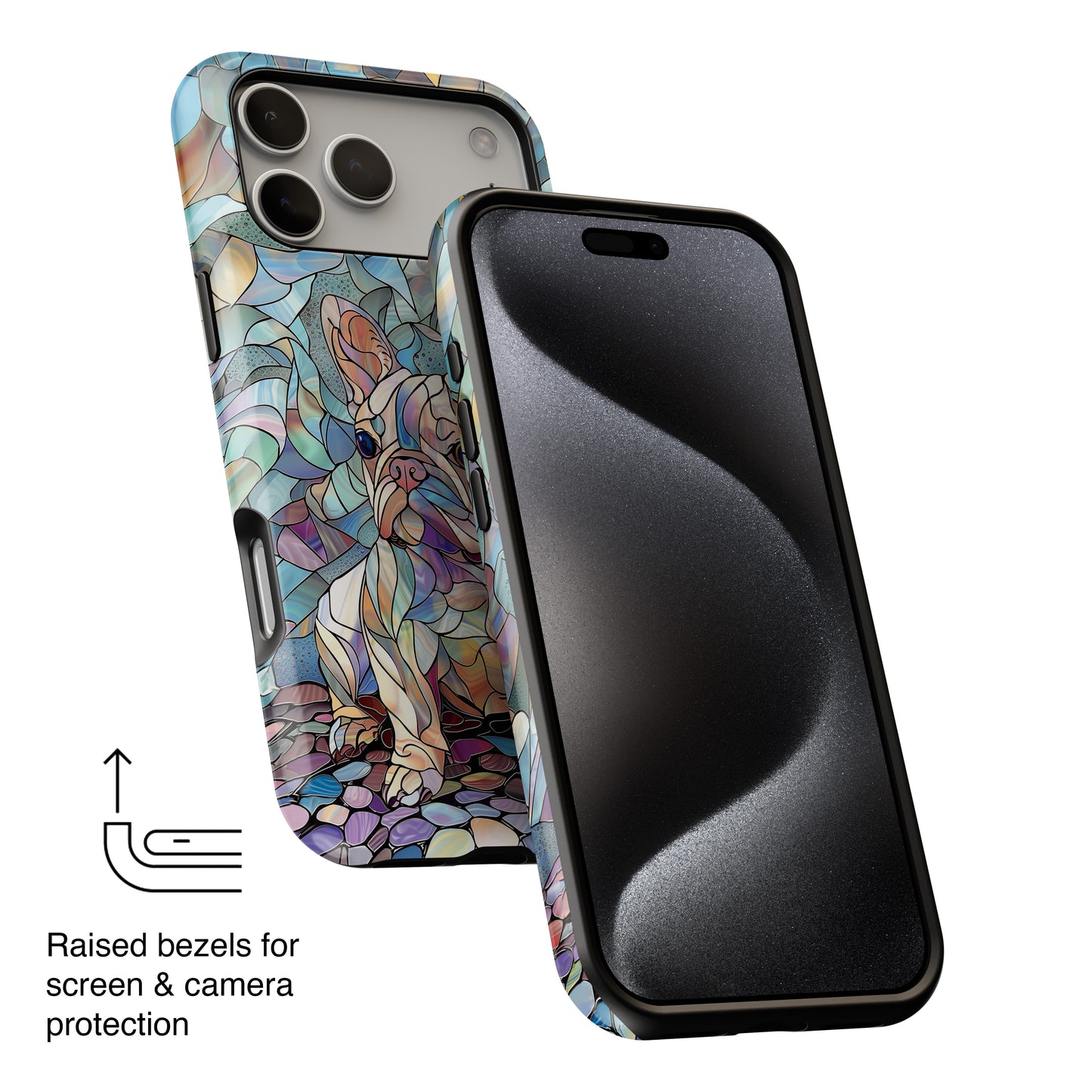 Cute French Bulldog Stained Glass Design iPhone Case