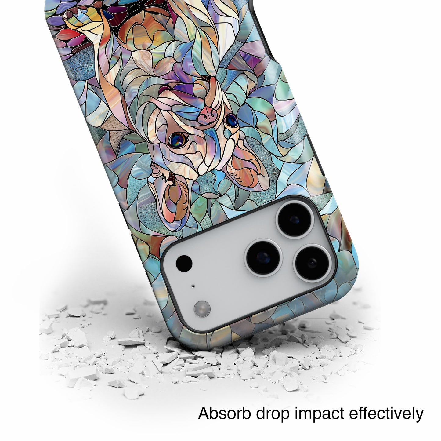 Cute French Bulldog Stained Glass Design iPhone Case