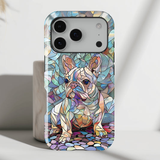 Cute French Bulldog Stained Glass Design iPhone Case