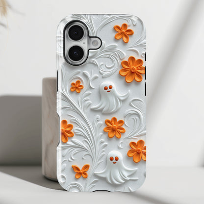 Cute Ghost & Floral Design iPhone Case