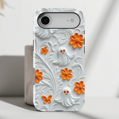 Cute Ghost & Floral Design iPhone Case