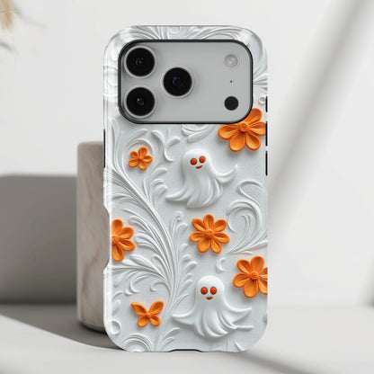 Cute Ghost & Floral Design iPhone Case