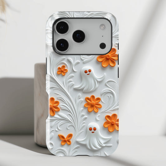 Cute Ghost & Floral Design iPhone Case