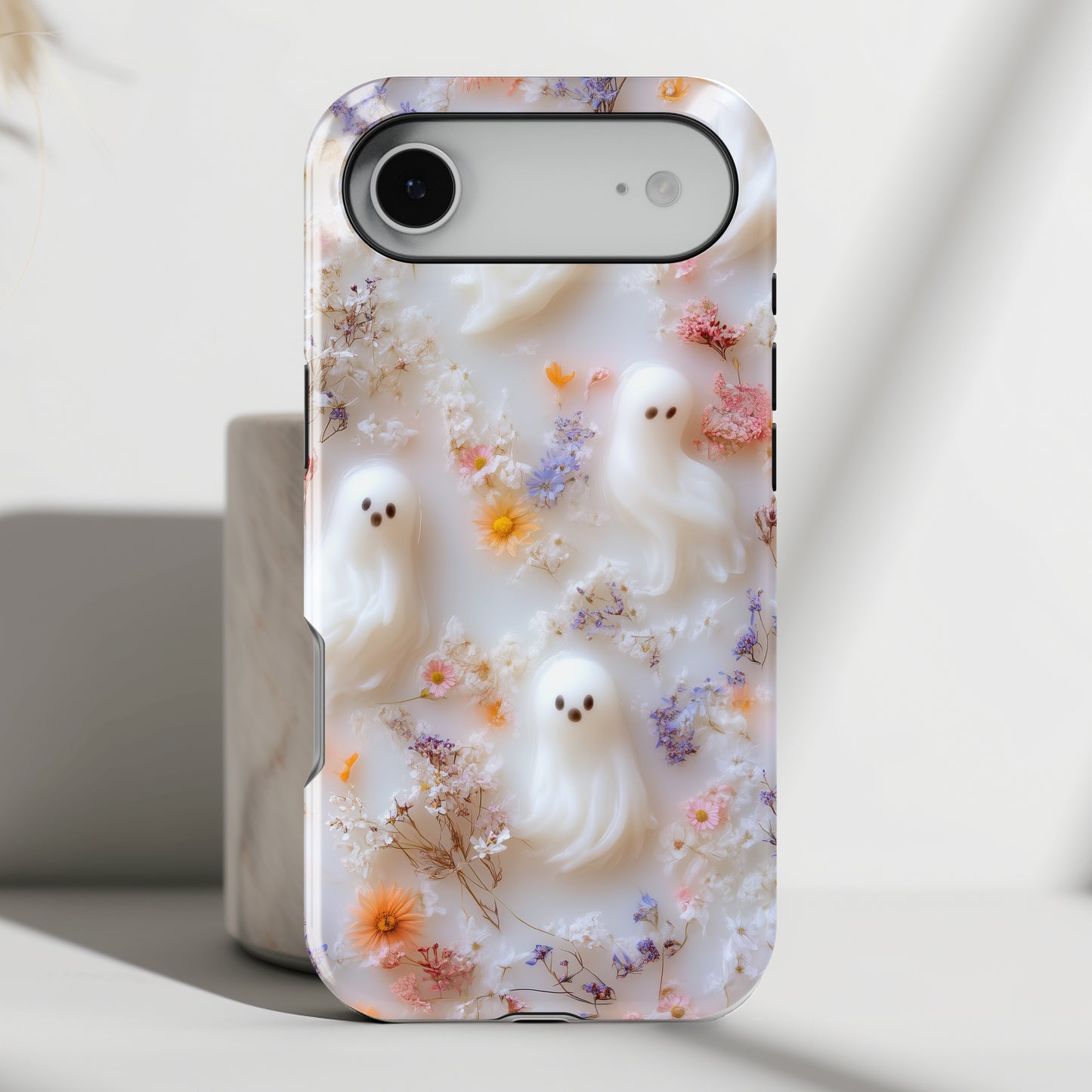 Cute Ghost Floral Design iPhone Case