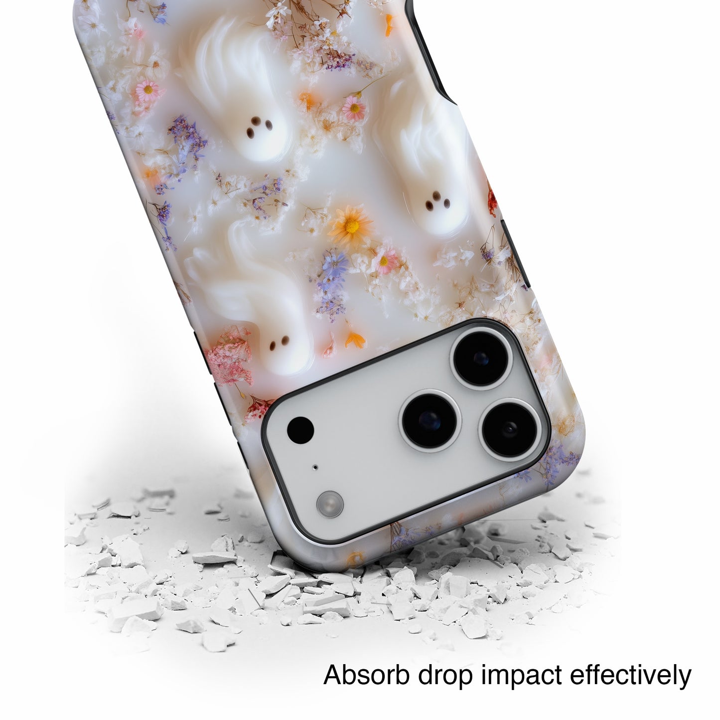 Cute Ghost Floral Design iPhone Case