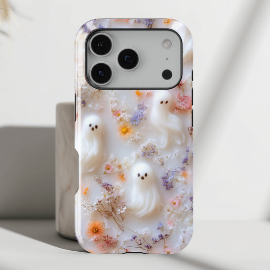 Cute Ghost Floral Design iPhone Case