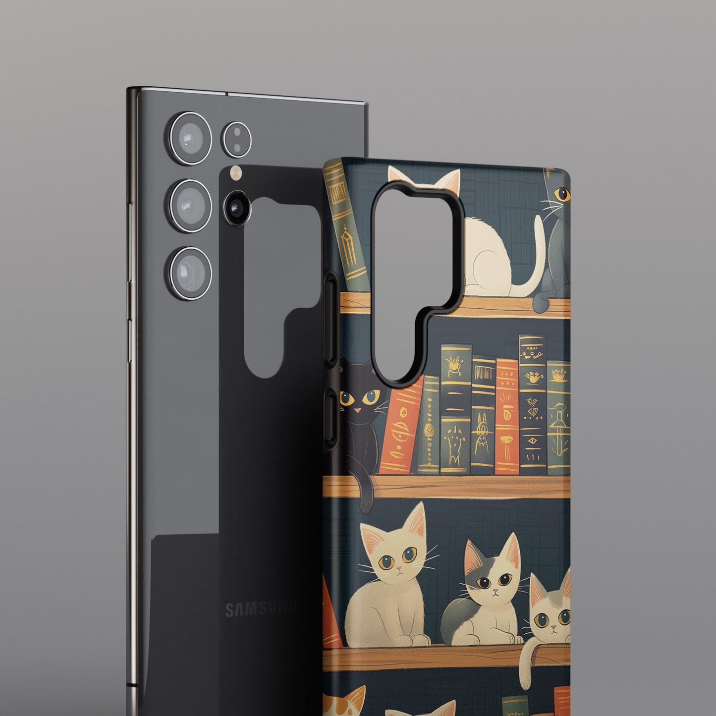 Cute Cats Library Design Samsung Phone Case