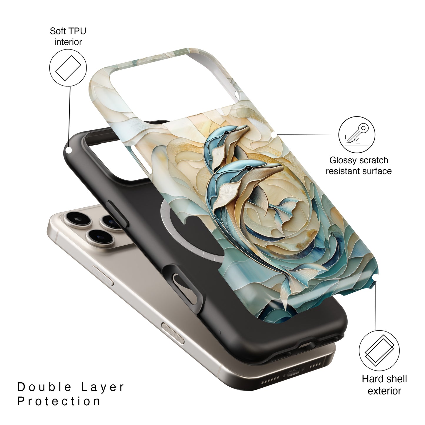 Dolphin Stained Glass Design iPhone Case