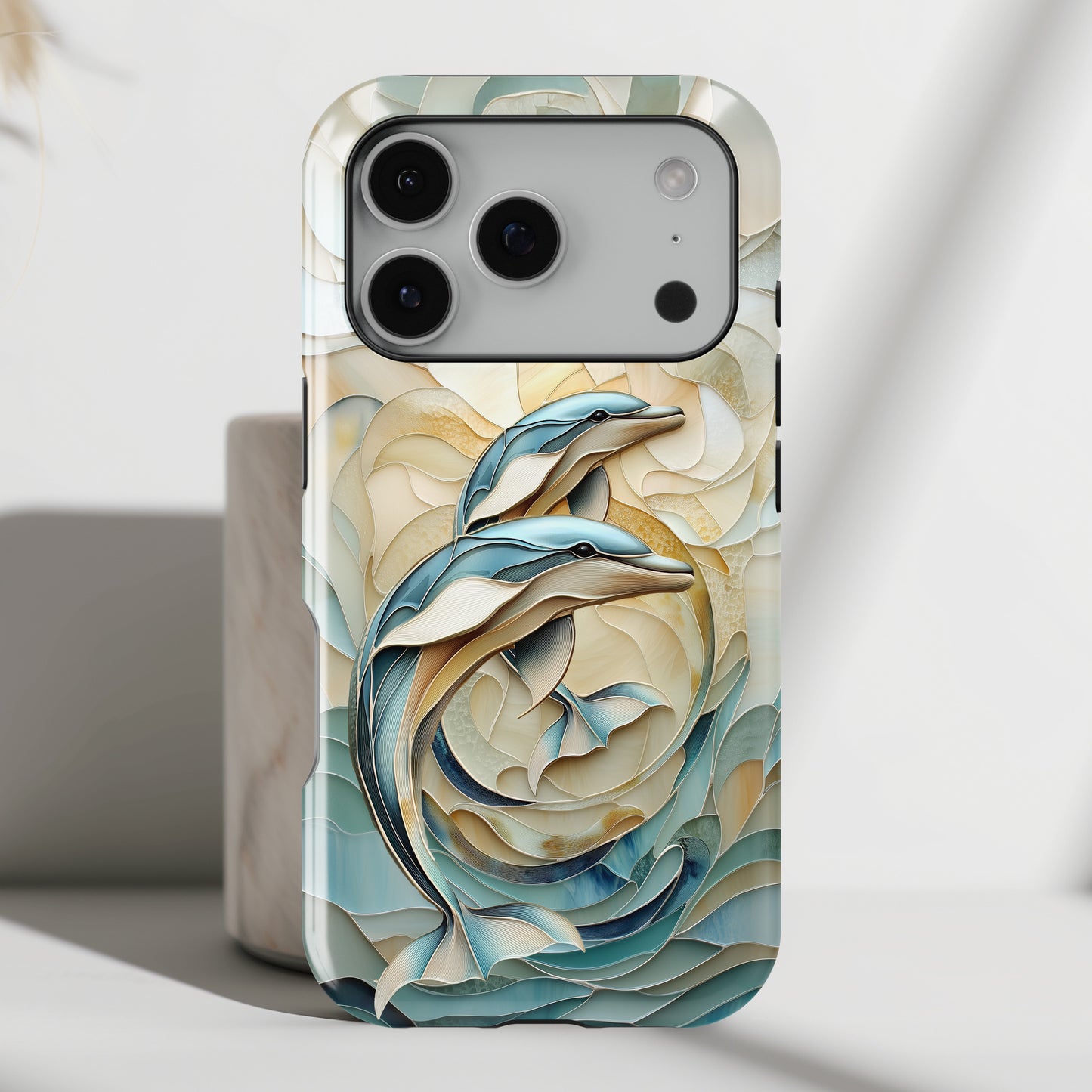 Dolphin Stained Glass Design iPhone Case