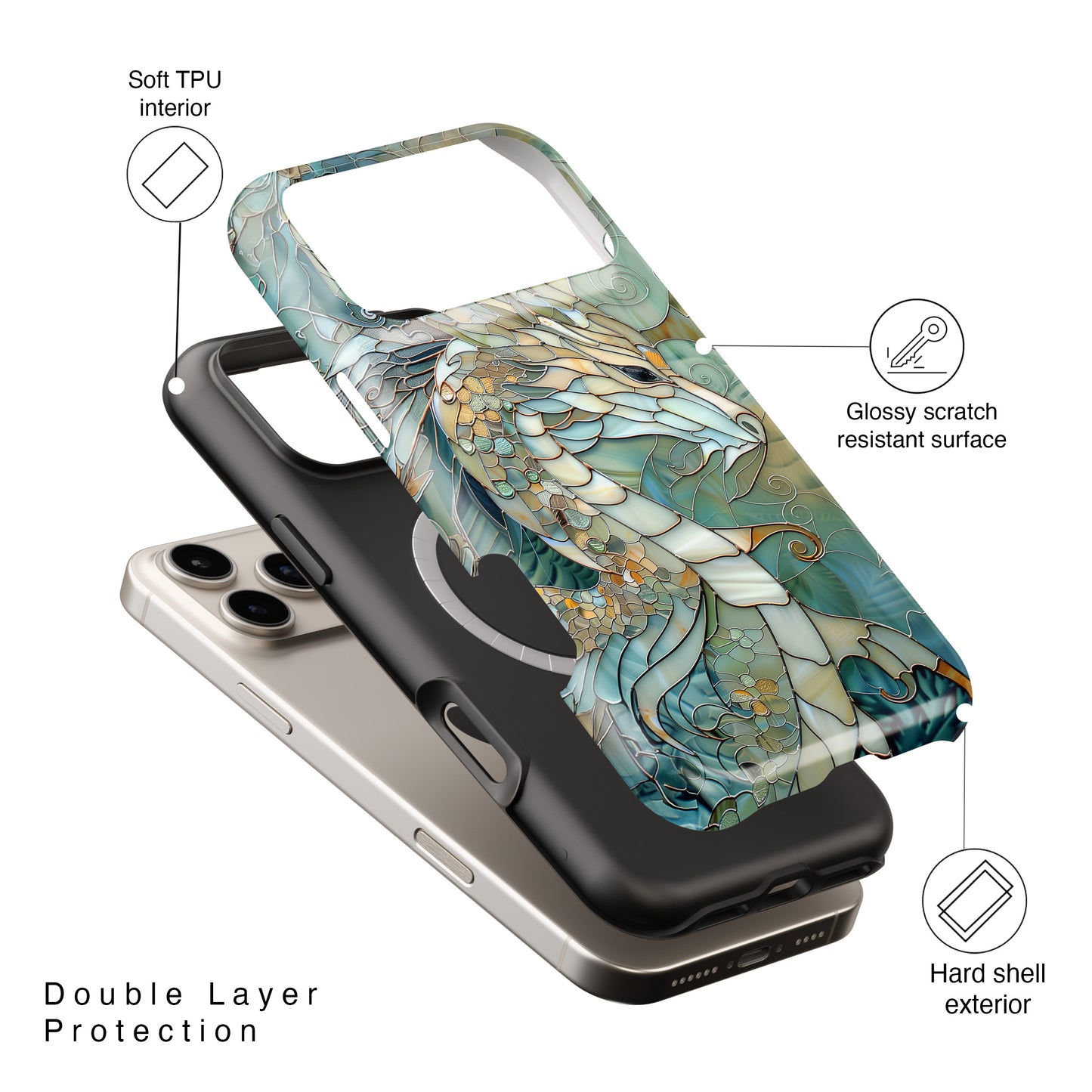 Dragon Stained Glass Design iPhone Case
