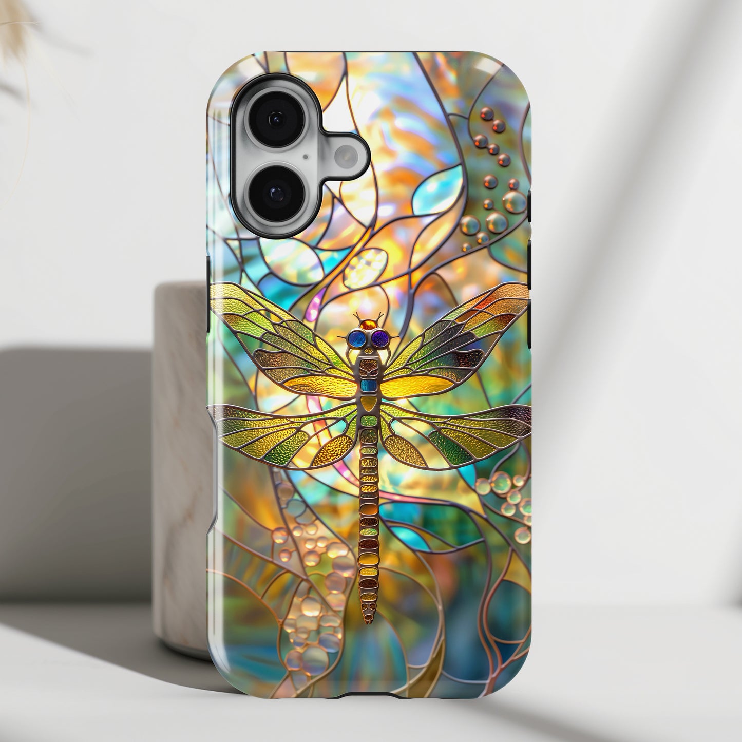 Dragonfly Stained Glass Mosaic Design iPhone Case