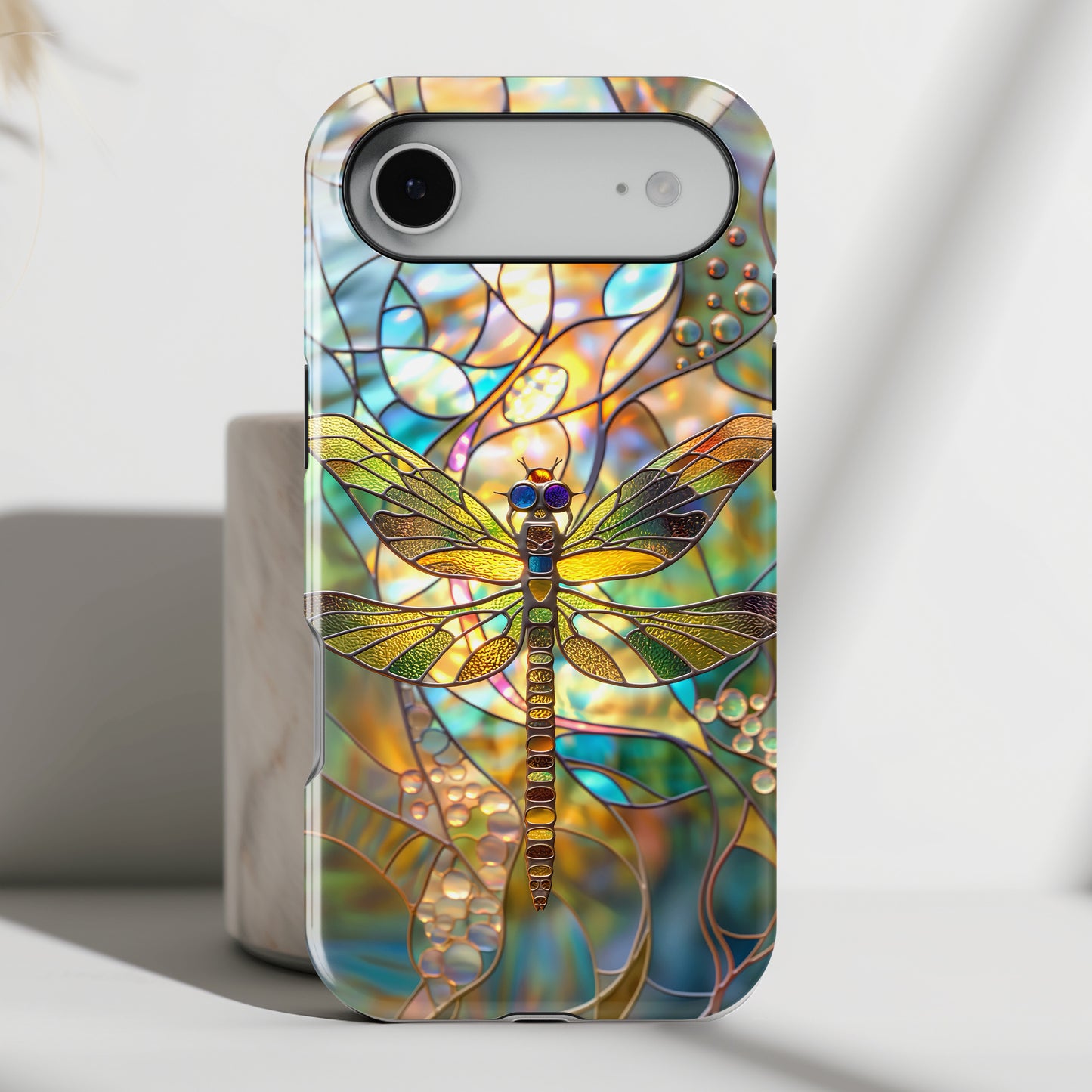 Dragonfly Stained Glass Mosaic Design iPhone Case