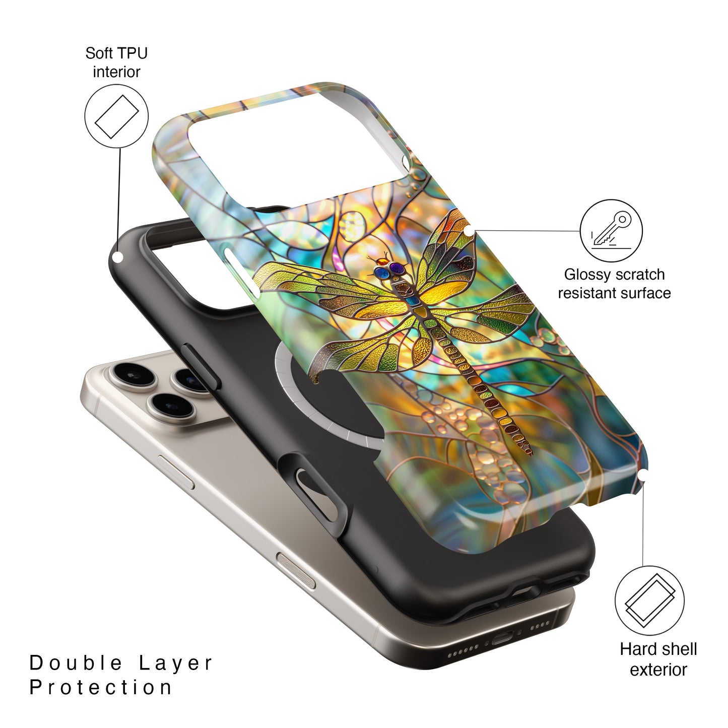 Dragonfly Stained Glass Mosaic Design iPhone Case