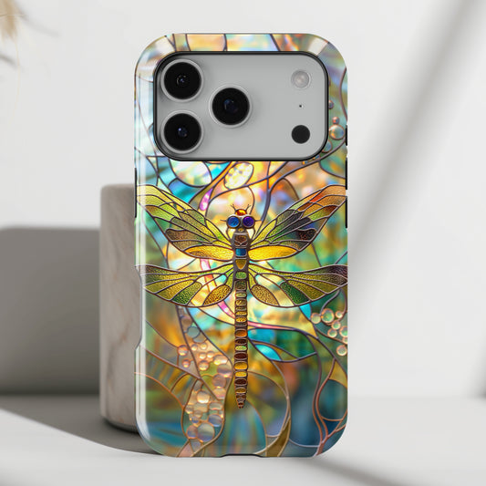Dragonfly Stained Glass Mosaic Design iPhone Case