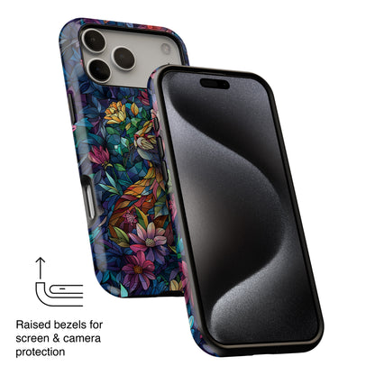 Elegant Cat Stained Glass Design iPhone Case
