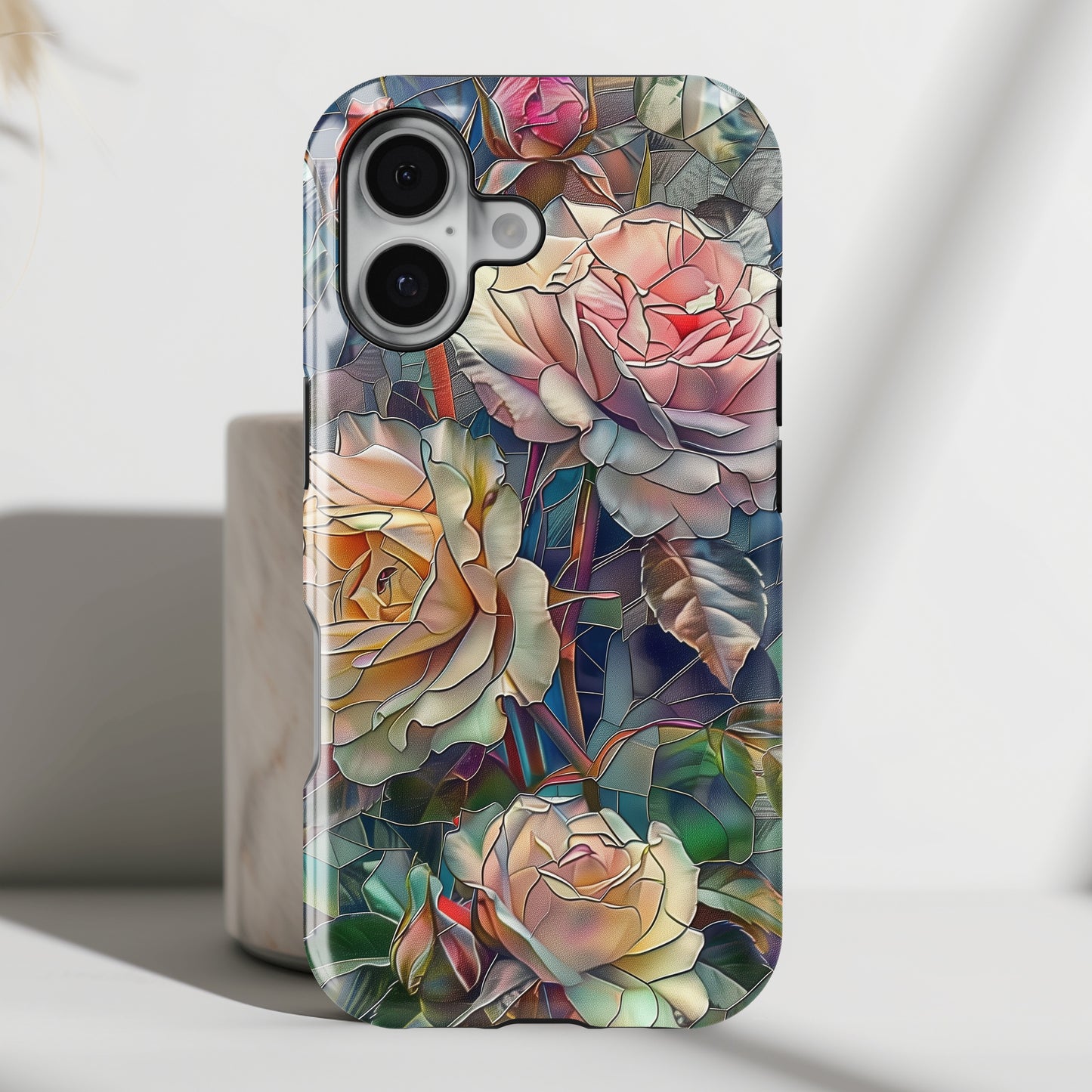 Elegant Roses Stained Glass Design iPhone Case