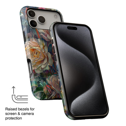 Elegant Roses Stained Glass Design iPhone Case