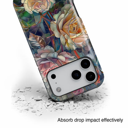 Elegant Roses Stained Glass Design iPhone Case