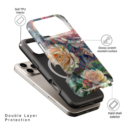 Elegant Roses Stained Glass Design iPhone Case
