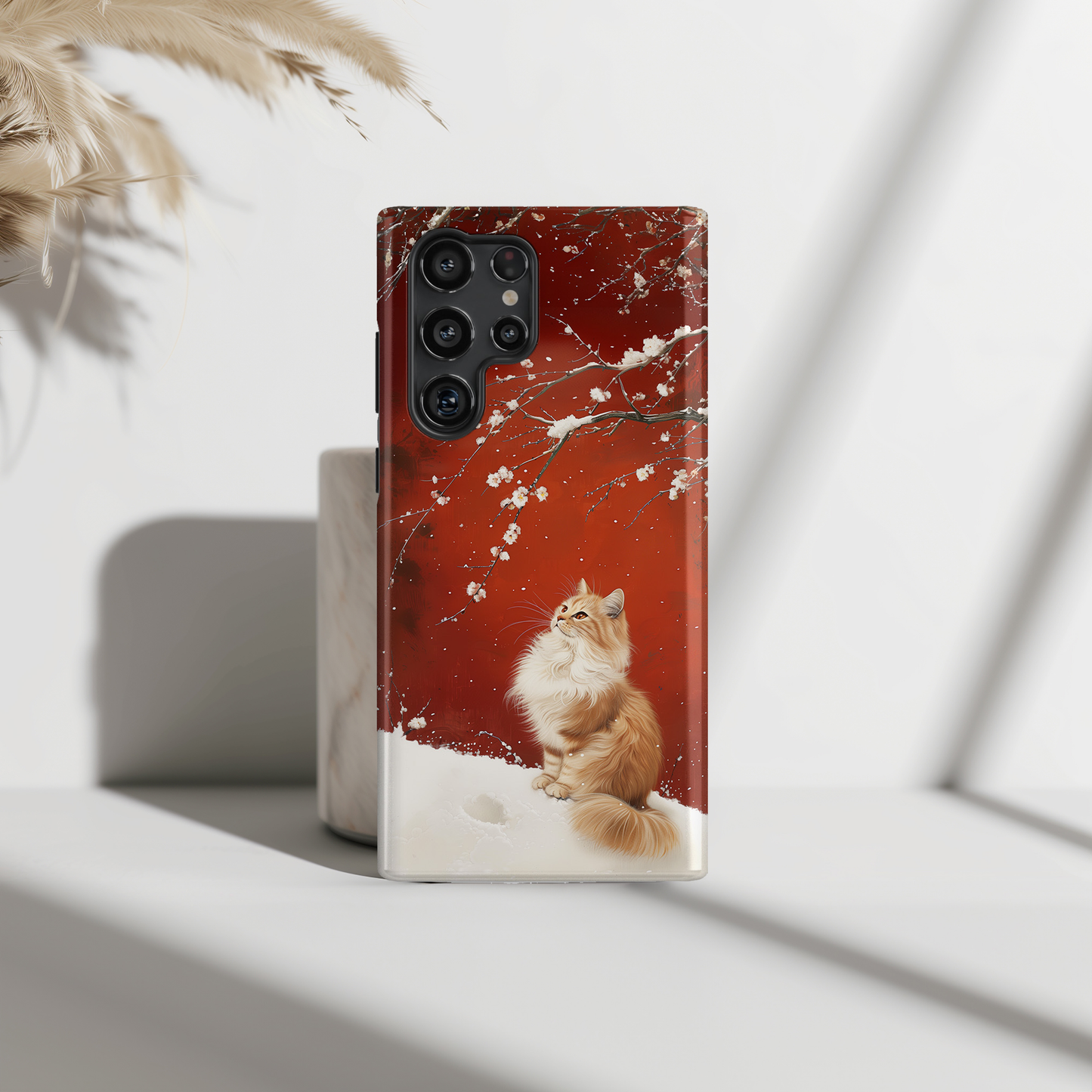 Elegant Persian Cat Design Samsung Phone Case