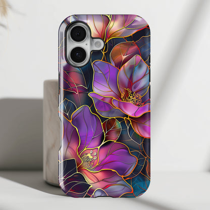 Enchanted Purple Flower Stained Glass Design iPhone Case