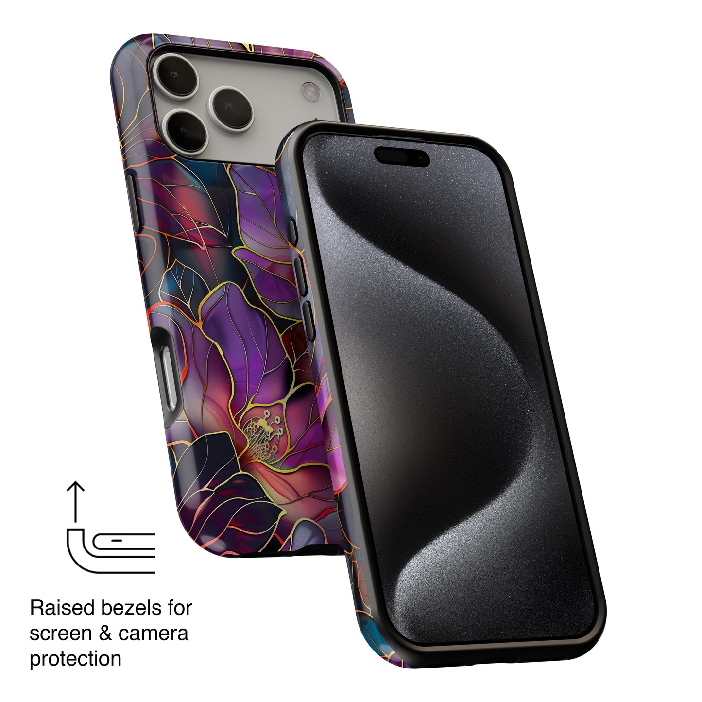 Enchanted Purple Flower Stained Glass Design iPhone Case