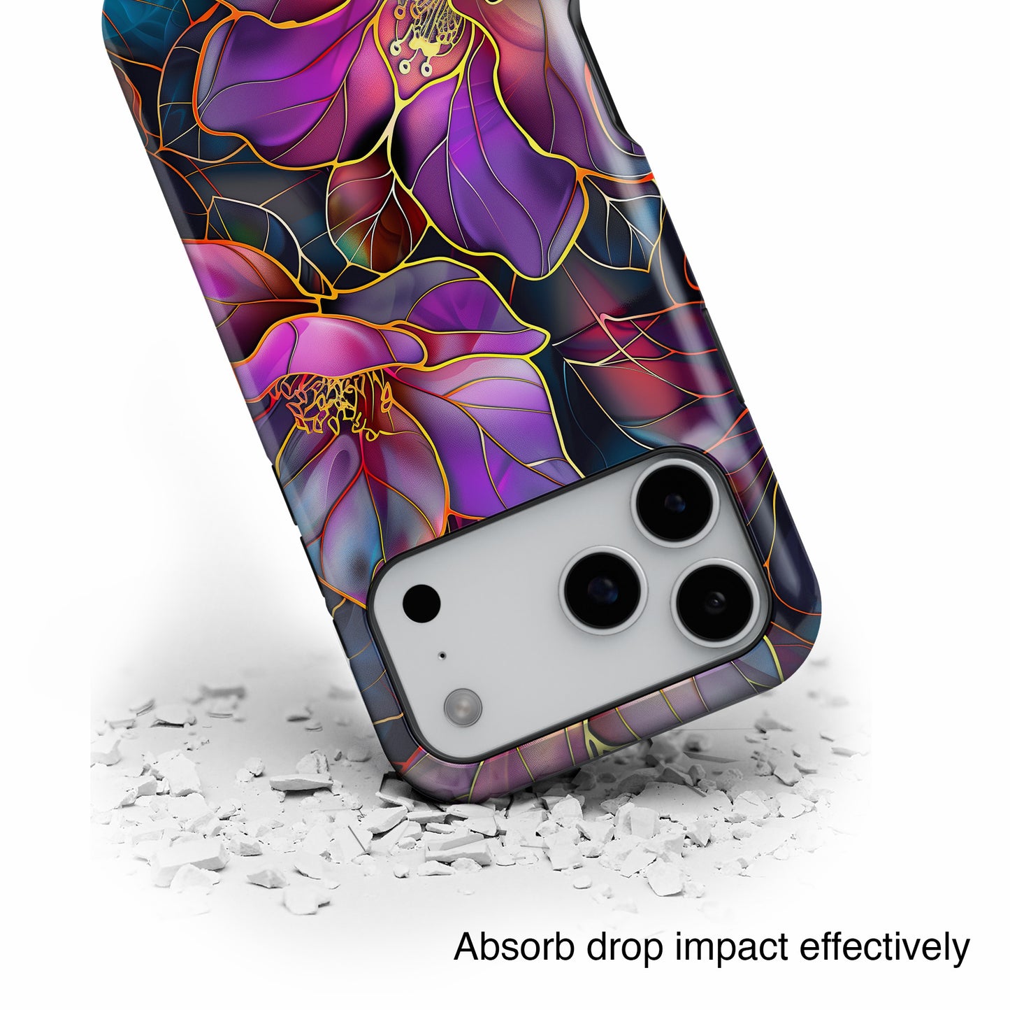 Enchanted Purple Flower Stained Glass Design iPhone Case