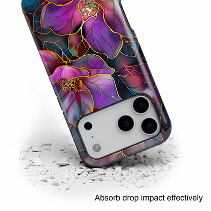 Enchanted Purple Flower Stained Glass Design iPhone Case