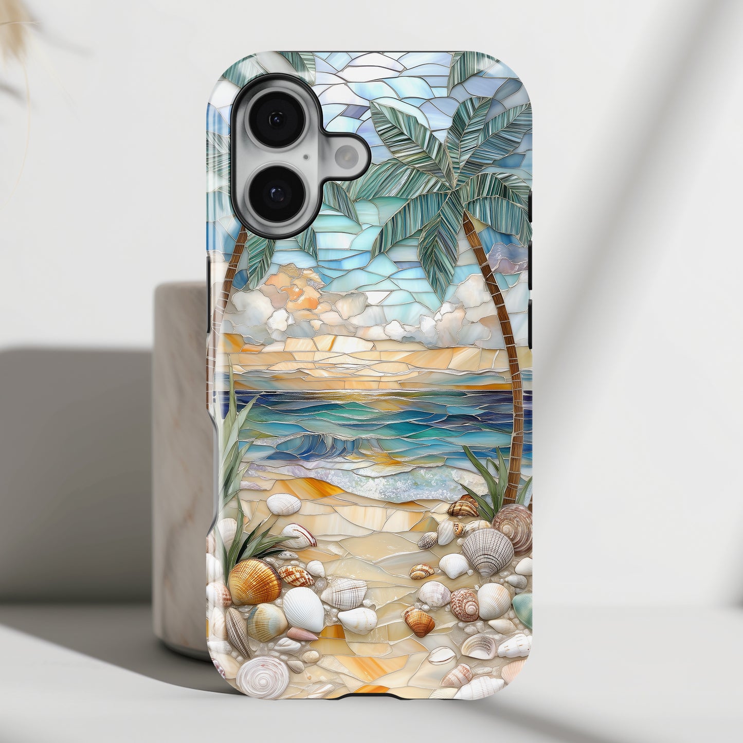 Enchanting Beach Stained Glass Mosaic Design iPhone Case