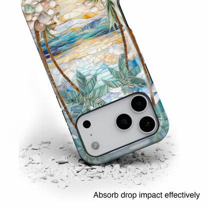 Enchanting Beach Stained Glass Mosaic Design iPhone Case