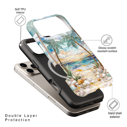 Enchanting Beach Stained Glass Mosaic Design iPhone Case