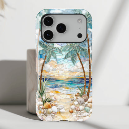Enchanting Beach Stained Glass Mosaic Design iPhone Case