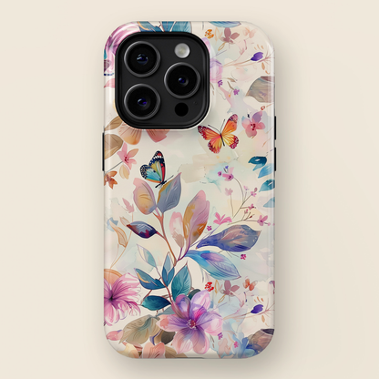 Butterflies Floral Watercolour Design iPhone Case